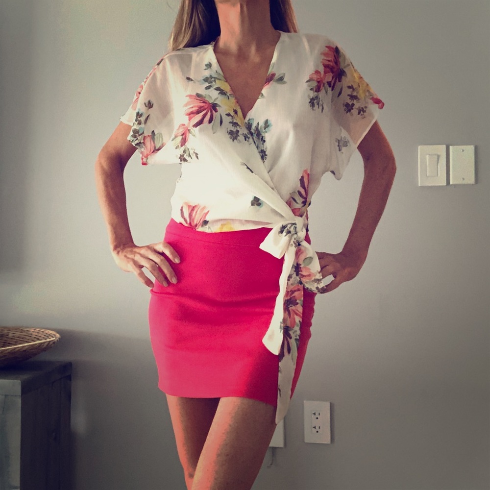 Flower wrap blouse